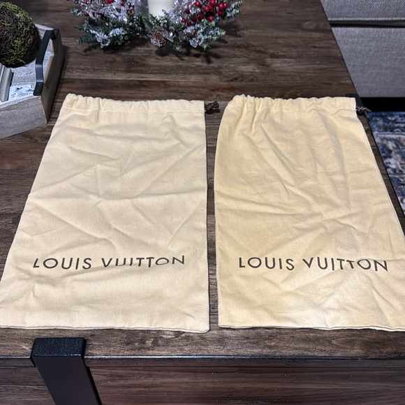 LV Louis Vuitton Authentic Designer Drawstring Shoe Dustbag Set of 2 Unisex - Picture 1 of 17